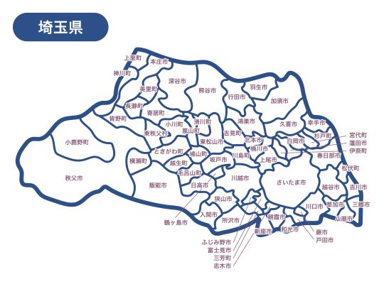 埼玉県の地図の線画